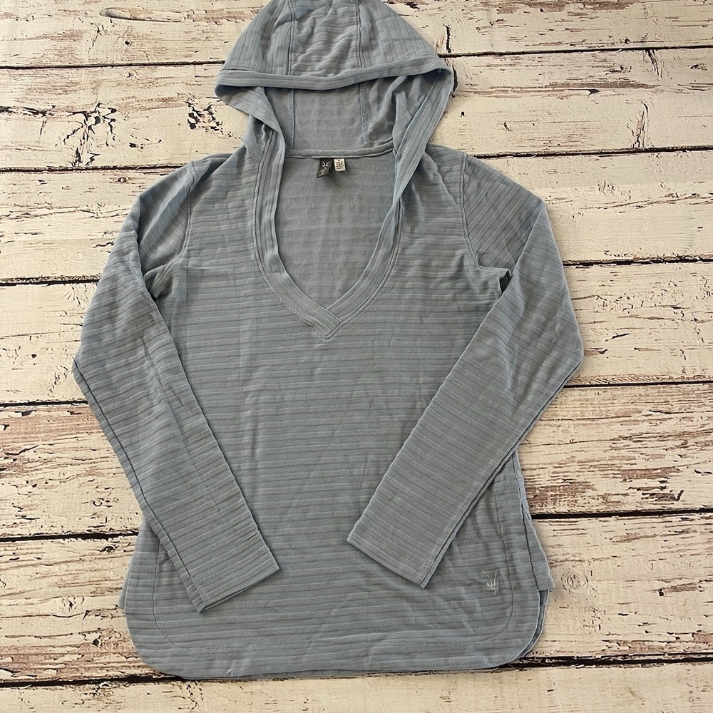 ibex Light Blue Hooded Long Sleeve Pullover Sweatshirt